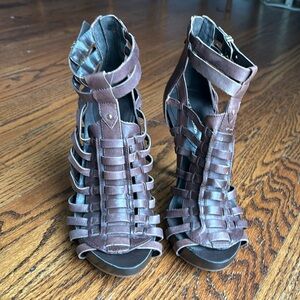 Chocolate Brown Platform Leather Cage Sandals